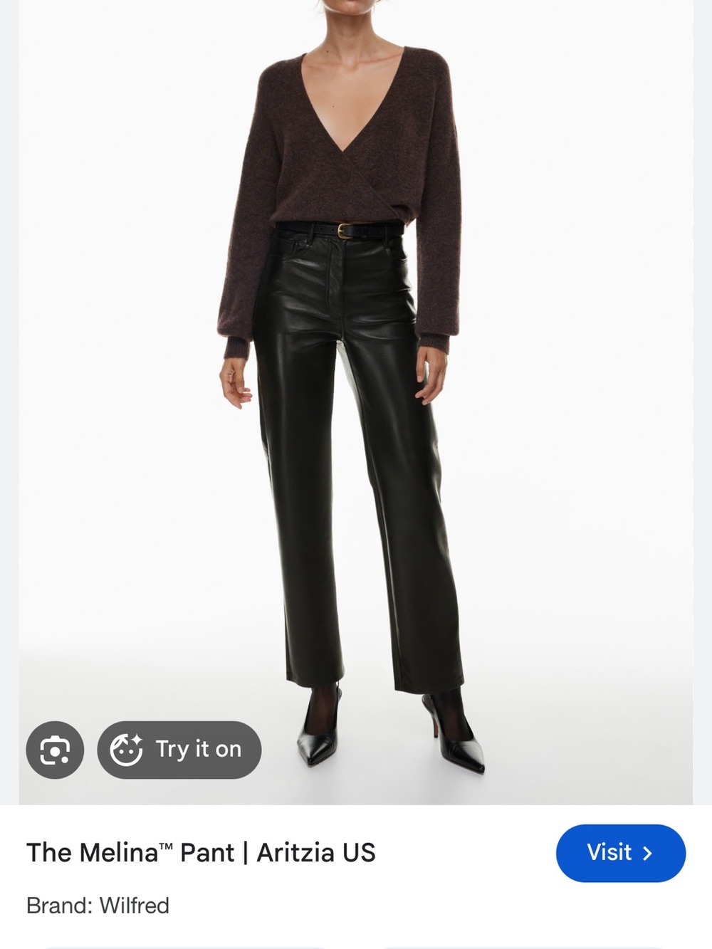 Wilfred Wide-Leg Faux-Leather Pants in Black